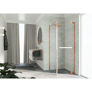 Zijwand voor bad en douche N180 type FG 100 bereik 980-995x2000mm helder glas brushed red gold
