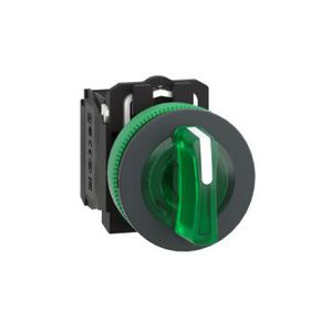 Illum.selector switch Flush mounted plastic green 30 3 pos