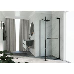 Zijwand voor bad en douche N180 type FG 100 bereik 980-995x2000mm helder glas brushed black chrome