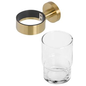 Drinkglas + drinkglashouder goud geborsteld NEMOX