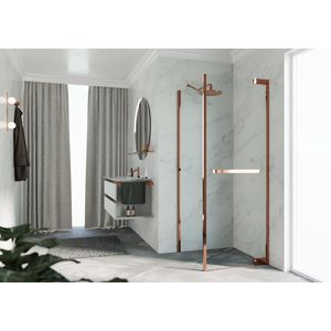 Zijwand voor bad en douche N180 type FG 100 bereik 980-995x2000mm helder glas shiny red gold