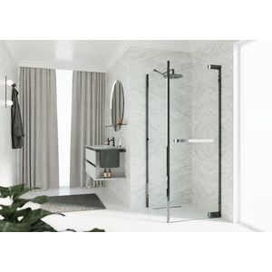 Zijwand voor bad en douche N180 type FG 100 bereik 980-995x2000mm helder glas shiny black chrome