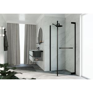 Zijwand voor bad en douche N180 type FG 100 bereik 980-995x2000mm helder glas zwart