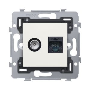 Combinatie coax met RJ45-aansl. UTP Cat. 6 PoE++ vlak white