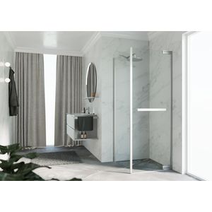 Zijwand voor bad en douche N180 type FG 100 bereik 980-995x2000mm helder glas matchroom