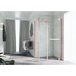 Zijwand voor bad en douche N180 type F 100 bereik 975-995x2000mm helder glas brushed red gold