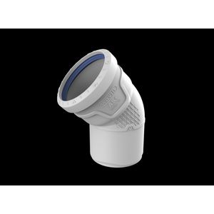 Bocht PP AS+ geluidsarm 45° lichtgrijs 75mm mof x spie
