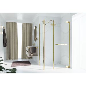 Zijwand voor bad en douche N180 type F 100 bereik 975-995x2000mm helder glas shiny gold