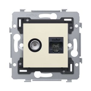 Combinatie coax met RJ45-aansl. UTP Cat. 6A PoE++ vlak cream