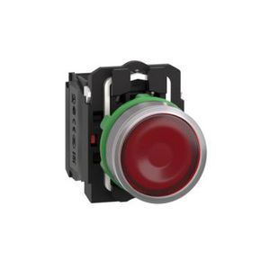 red flush illum pushbutton with integRALLED 24VAC cp grey