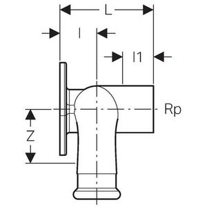 Enkele muurplaat doorstromend MAPRESS koper (brons) L=52mm 15x15x1/2"bn.