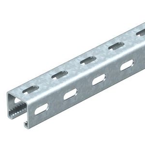 Lengte a 1m. profielrail zijperforatie sleuf 22mm 41x41mm staal themisch verzinkt
