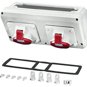 Mi Connectionbox IP44 2x16A 5p 400V 6h CEE Breedte 300mm