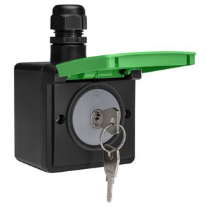 Spuitwaterdicht fietsoplaadpunt 16 A/250 Vac+randaarde besch