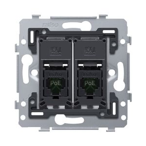 Mechanisme 2 RJ45-aansl.en UTP Cat. 5E PoE++ vlak