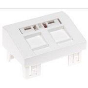 Datakap 2xRJ45 RAL9010 frame grijs 3 modulen incl.draagframe