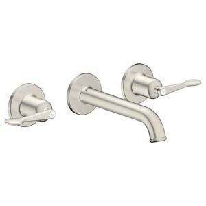 AXOR Archivio 3-gats afbouwdeel wandkraan met uitloop 160mm en rechte grepen RVS-look
