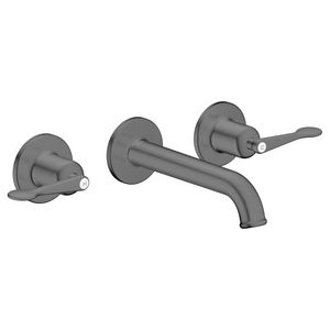 AXOR Archivio 3-gats afbouwdeel wandkraan met uitloop 160mm en rechte grepen Brushed Black Chrome