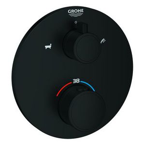 Afbouwdeel Grohtherm rond met omstel bad Matte Black (mat zwart) (prof) excl. inbouwdeel
