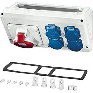 C.Box IP44 1x16A 5p 400V CEE+4x16A 2p+PE 230V Schuko B300mm