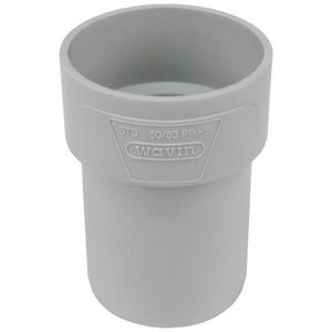 Overgangsstuk recht PP AS+ geluidsarm lichtgrijs 53mmx50mm mof x spie