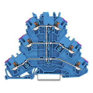 3-etageklem Met Druk 6-draads rijg blauw 2202-3209 VVE=50