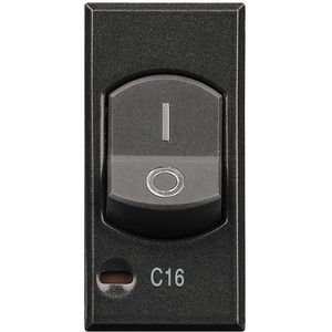 Installatieautomaat 16A 1-polig + Nul 3kA 1 module antraciet Axolute