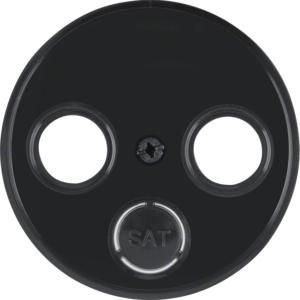 Afdek. antennecontactdoos 2 uitsparingen berker R.1/R.3/R.8 zwart