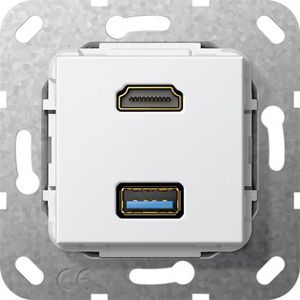 HDMI USB 3.0 A kppl. Basiselement zuiver wit