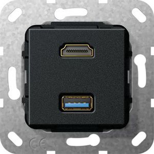 HDMI USB 3.0 A kppl. Basiselement zwart m