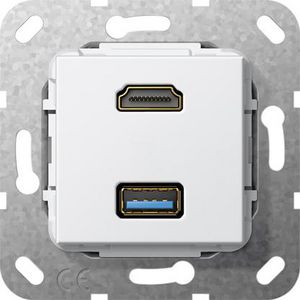 HDMI USB 3.0 A verloopkabel Basiselement zuiver wit