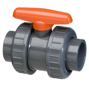 PVC druk kogelkraan 63x63mm PN16 2x mof