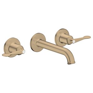 AXOR Archivio 3-gats afbouwdeel wandkraan met uitloop 160mm en rechte grepen Brushed Bronze