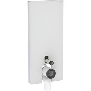 Sanitairmodule Monolith Plus voor vloerstaande Closet, 114cm, frontbekleding van glas: Front: wit / Satijnglas, Zijafwerking: Geborsteld aluminium