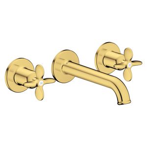 AXOR Archivio 3-gats afbouwdeel wandkraan met uitloop 160mm en kruisgrepen Polished Gold Optic