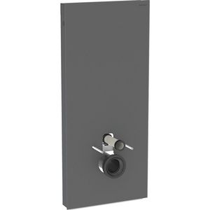 Sanitairmodule Monolith Plus voor wandcloset, 114cm, frontbekleding van glas: Front: zwart / Satijnglas, Zijafwerking: zwart / Geborsteld aluminium
