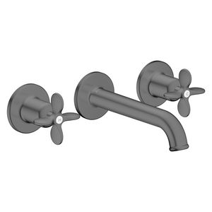 AXOR Archivio 3-gats afbouwdeel wandkraan met uitloop 160mm en kruisgrepen Brushed Black Chrome