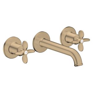 AXOR Archivio 3-gats afbouwdeel wandkraan met uitloop 160mm en kruisgrepen Brushed Bronze