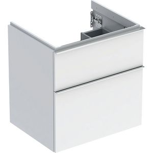 iCon wastafelonderkast 2x la 60cm wit hoogglans / greep chroom