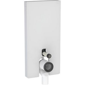 Sanitairmodule Monolith Plus voor staande closet, 101cm, frontbekleding van glas: Front: wit / Satijnglas, Zijafwerking: Geborsteld aluminium