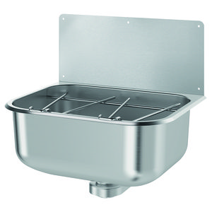 Uitstortgootsteen + spatwand 46cm RVS zonder overloop incl. afvoerplug 1.1/2" excl. emmerrooster