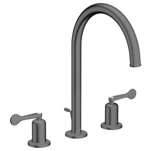 AXOR Archivio 3-gats wastafelkraan 190 met rechte greep en pop-up afvoer Brushed Black Chrome