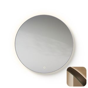 Spiegel Metallic Line Round brushed GunMetal Ø80cm met led-verlichting + verwarming