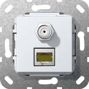 MJ RJ45 cat.6A 10 Gbit SAT-F-bus kppl. Basiselement zuiver wit