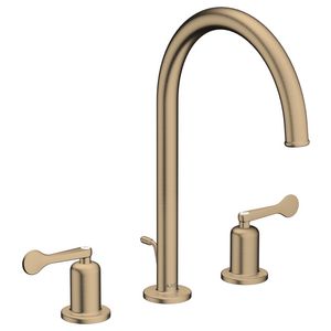 AXOR Archivio 3-gats wastafelkraan 190 met rechte greep en pop-up afvoer Brushed Bronze