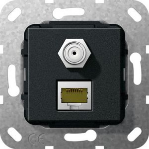 MJ RJ45 cat.6A 10 Gbit SAT-F-bus kppl. Basiselement zwart m