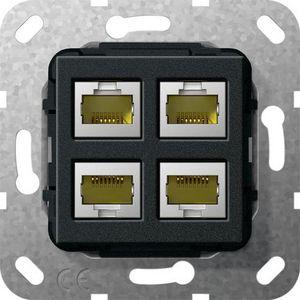 MJ RJ45 cat.6A 10 Gbit 4-v Basiselement zwart m