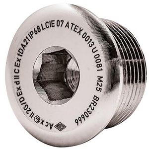 Plug ronde+O-ring ATEX EXD mess. M12 metaalkeur VVE=50