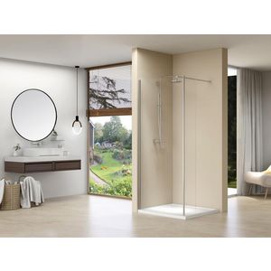 Inloopdouche vaste wand 1070-1090x2000mm 8mm helder glas chroom muurprofiel stabilisatiestang