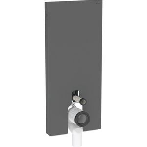 Reservoir MONOLITH 114cm tbv staand closet front: Zwart Glas,Zijafw.Zwart Geb,Alu.